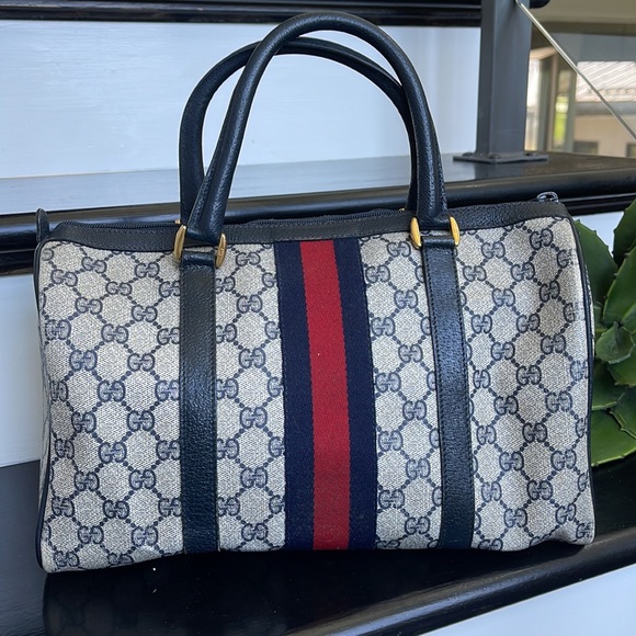 Gucci Vintage Monogram Boston Bag with Web Stripe - Picture 5 of 16